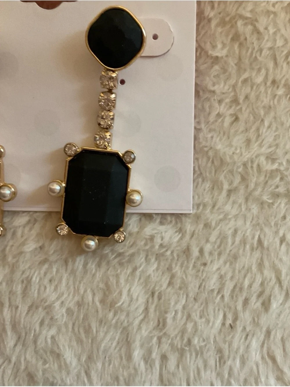 Isaac Mizrahi Black Gemstone and Pearl Drop Earrings